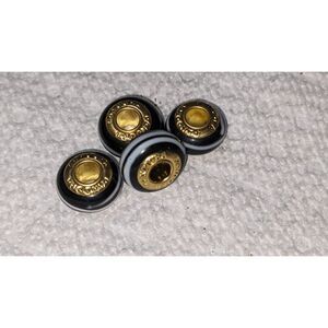 NEW SET OF 4 PANDORA MURANO BEAD BLACK W/WHITE STRIPES VERY PRETTY